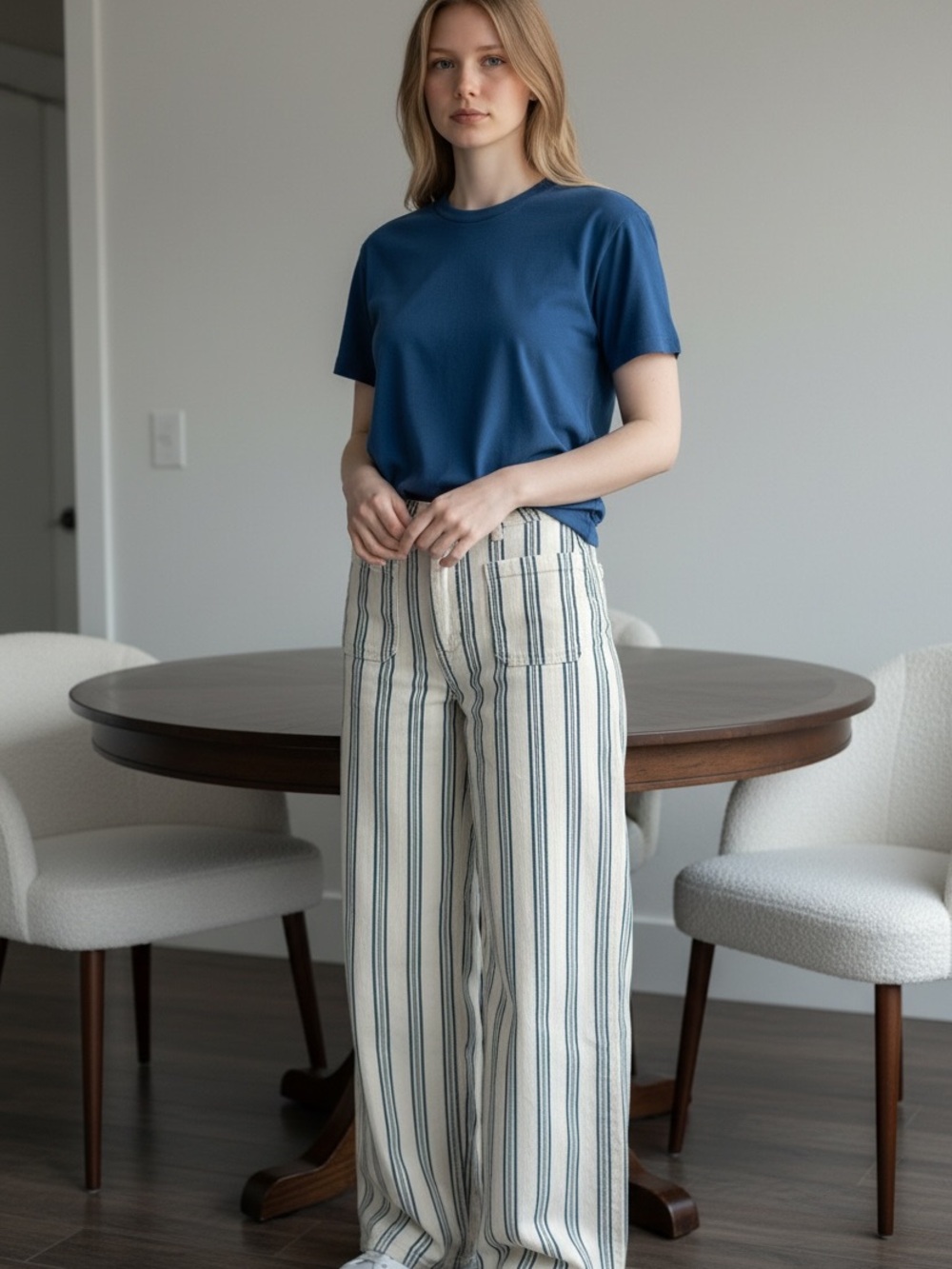 Universal Thread Sailor Straight Leg Striped Pants Size 6 NWOT